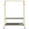 Bamboo Clothes Rack with Shelves & Wheels - 132x45.5x155.5 cm