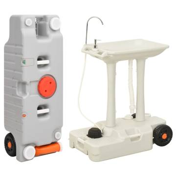 Camping Hand Wash Stand with Wheeled Water Tank - Grey