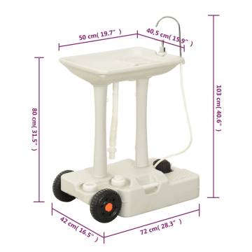 Camping Hand Wash Stand with Wheeled Water Tank - Grey