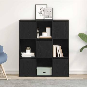 Stylish Black Oak Bookcase - 89x24x101.5 cm Engineered Wood