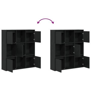 Stylish Black Oak Bookcase - 89x24x101.5 cm Engineered Wood