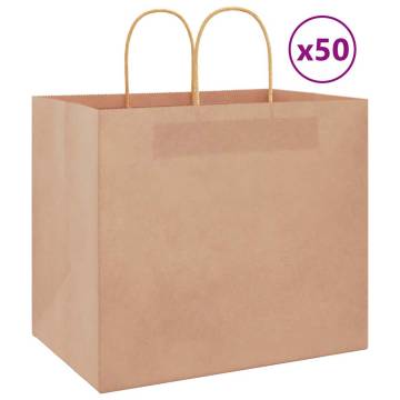 Brown Paper Bags with Handles - 50 Pcs | Sustainable Packaging