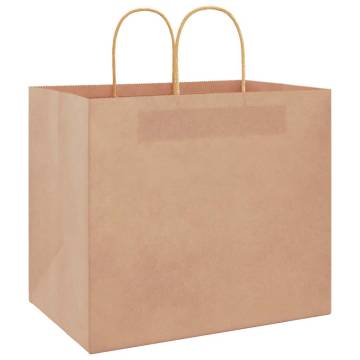 Brown Paper Bags with Handles - 50 Pcs | Sustainable Packaging