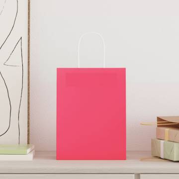 250 Pink Paper Bags with Handles - Eco-Friendly & Durable