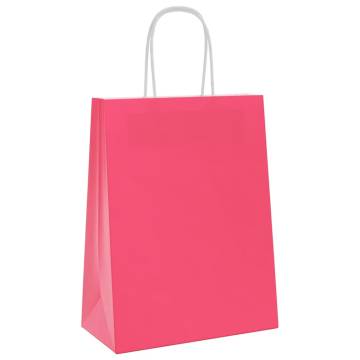 250 Pink Paper Bags with Handles - Eco-Friendly & Durable