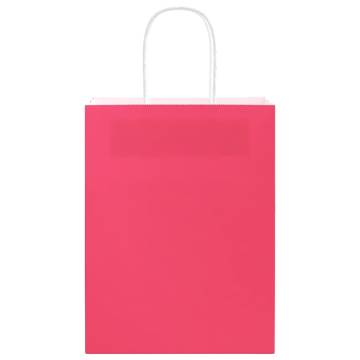 250 Pink Paper Bags with Handles - Eco-Friendly & Durable