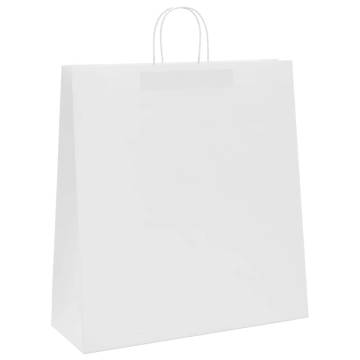 250 White Paper Bags with Handles - Eco-Friendly & Durable