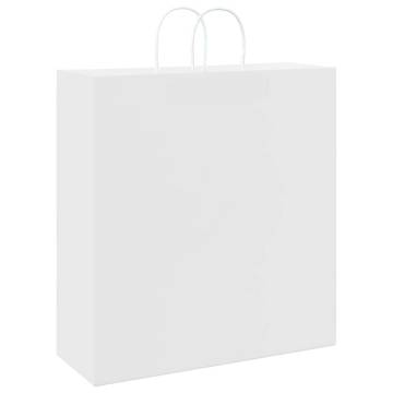 250 White Paper Bags with Handles - Eco-Friendly & Durable