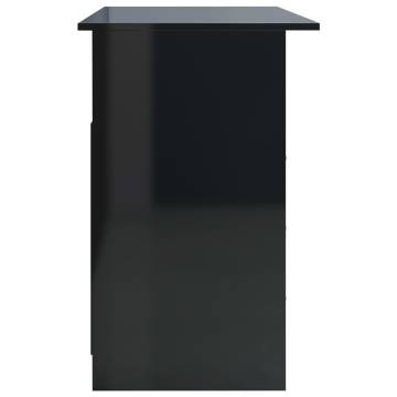 Sleek High Gloss Black Desk with Drawers | 110x50x76 cm