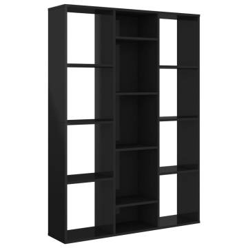 High Gloss Black Room Divider Book Cabinet | 100x24x140 cm