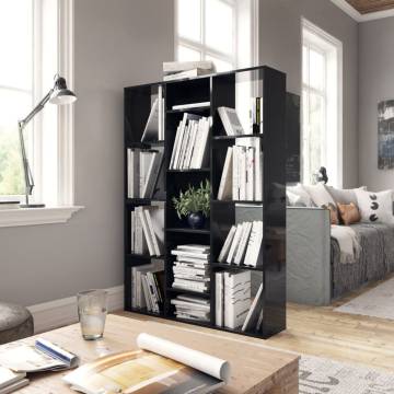 High Gloss Black Room Divider Book Cabinet | 100x24x140 cm