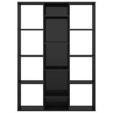 High Gloss Black Room Divider Book Cabinet | 100x24x140 cm