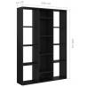 High Gloss Black Room Divider Book Cabinet | 100x24x140 cm