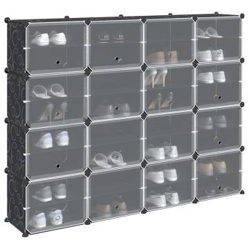 Storage Cube Organiser - 16 Cubes & Doors in Black | HipoMarket