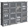  Storage Cube Organiser with 16 Cubes and Doors Black PP Size 165.5 x 31.5 x 123 cm Quantity in Package 1 Number of Number of shelves 