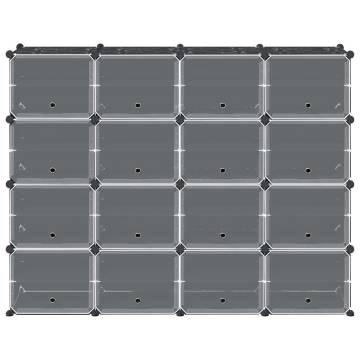 Storage Cube Organiser - 16 Cubes & Doors in Black | HipoMarket