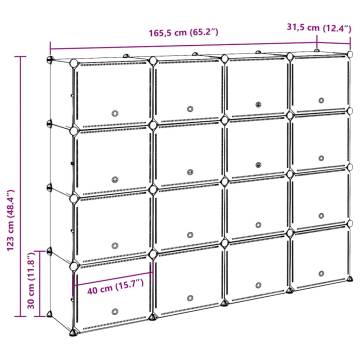 Storage Cube Organiser - 16 Cubes & Doors in Black | HipoMarket