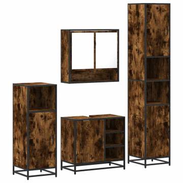 4 Piece Bathroom Furniture Set - Smoked Oak Engineered Wood