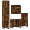 4 Piece Bathroom Furniture Set - Smoked Oak Engineered Wood