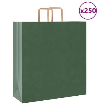 250 Green Paper Bags with Handles - Eco-Friendly & Durable | HipoMarke