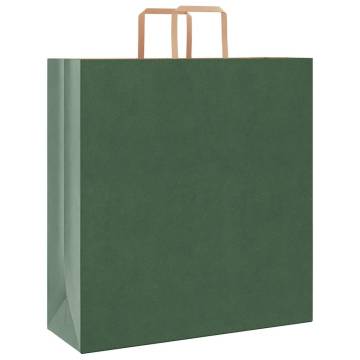 250 Green Paper Bags with Handles - Eco-Friendly & Durable | HipoMarke