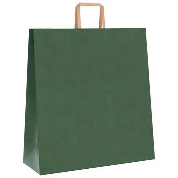 250 Green Paper Bags with Handles - Eco-Friendly & Durable | HipoMarke