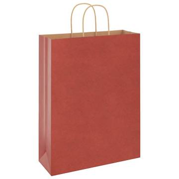 250 Red Paper Bags with Handles - Eco-Friendly & Versatile