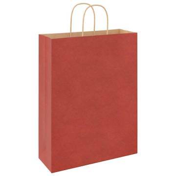 250 Red Paper Bags with Handles - Eco-Friendly & Versatile