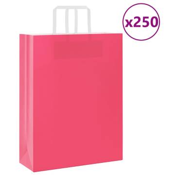 Pink Paper Bags with Handles - 250 Pcs | Sustainable Options