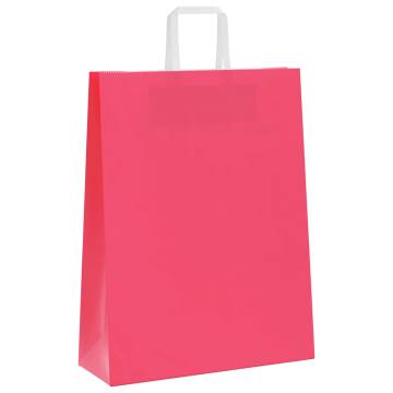 Pink Paper Bags with Handles - 250 Pcs | Sustainable Options