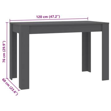 Stylish Grey Dining Table 120x60 cm - Engineered Wood