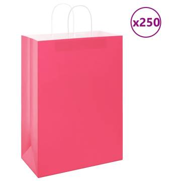 250 Pink Paper Bags with Handles - Eco-Friendly & Versatile