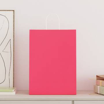 250 Pink Paper Bags with Handles - Eco-Friendly & Versatile