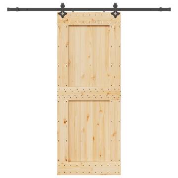 Solid Wood Pine Sliding Door with Hardware Set - 90x210 cm