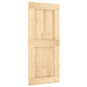 Solid Wood Pine Sliding Door with Hardware Set - 90x210 cm