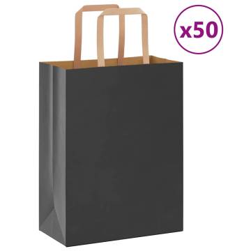 Durable Black Paper Bags with Handles - 50 pcs | Hipo Market