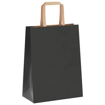 Durable Black Paper Bags with Handles - 50 pcs | Hipo Market