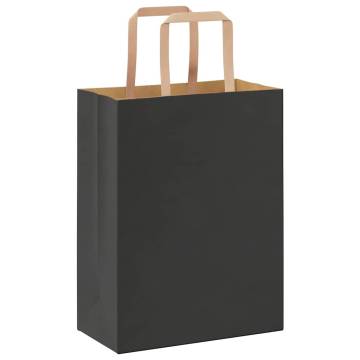 Durable Black Paper Bags with Handles - 50 pcs | Hipo Market