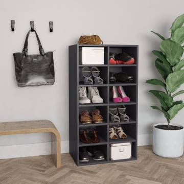 Shoe Rack Grey 54x34x100.5 cm - Durable Engineered Wood