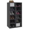 Shoe Rack Grey 54x34x100.5 cm - Durable Engineered Wood