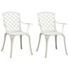 Stylish White Garden Chairs - 2 pcs Cast Aluminium Set