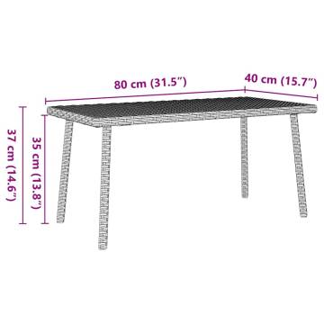 Light Grey Rectangular Garden Coffee Table - 80x40x37 cm