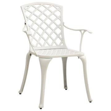 Stylish White Garden Chairs - 2 pcs Cast Aluminium Set