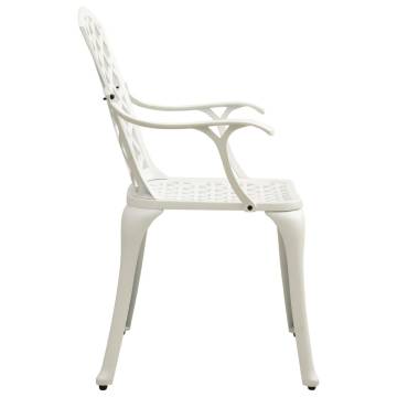 Stylish White Garden Chairs - 2 pcs Cast Aluminium Set