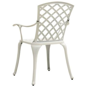 Stylish White Garden Chairs - 2 pcs Cast Aluminium Set