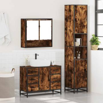 4 Piece Bathroom Furniture Set - Smoked Oak Engineered Wood