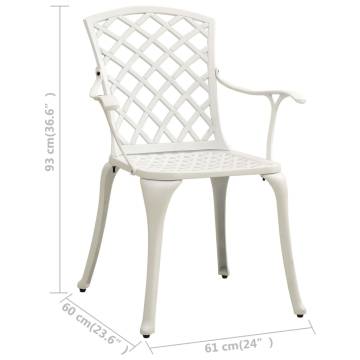 Stylish White Garden Chairs - 2 pcs Cast Aluminium Set