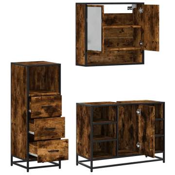 3 Piece Smoked Oak Bathroom Furniture Set | Stylish & Durable