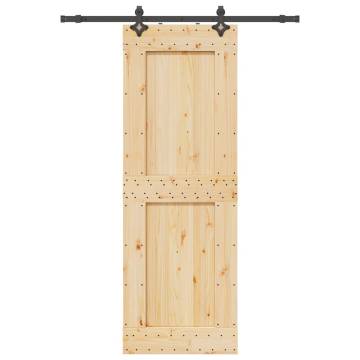 Solid Pine Sliding Door with Hardware Set | 80x210 cm