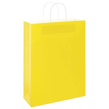 Yellow Paper Bags with Handles - 250 pcs | Sustainable Choice